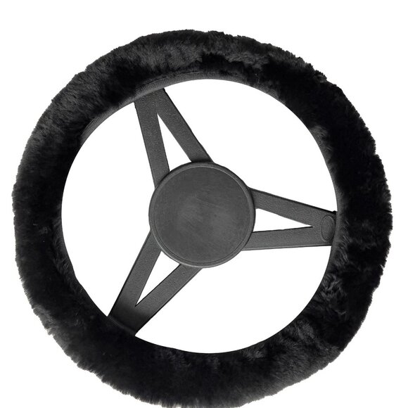 Natural Automotive Classic Sheepskin Steering Wheel Cover | 1-Piece | Black - Picture 3 of 3